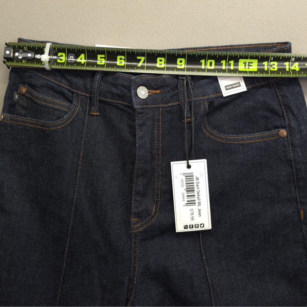Judy Blue High Waist Dart Detail Wide Leg Jeans Dark Wash Denim Size 7/28 NWT - Picture 7 of 11